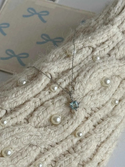 "Blue Starlight Droplet" Star Necklace - Delicate, Elegant, and Cool Chic