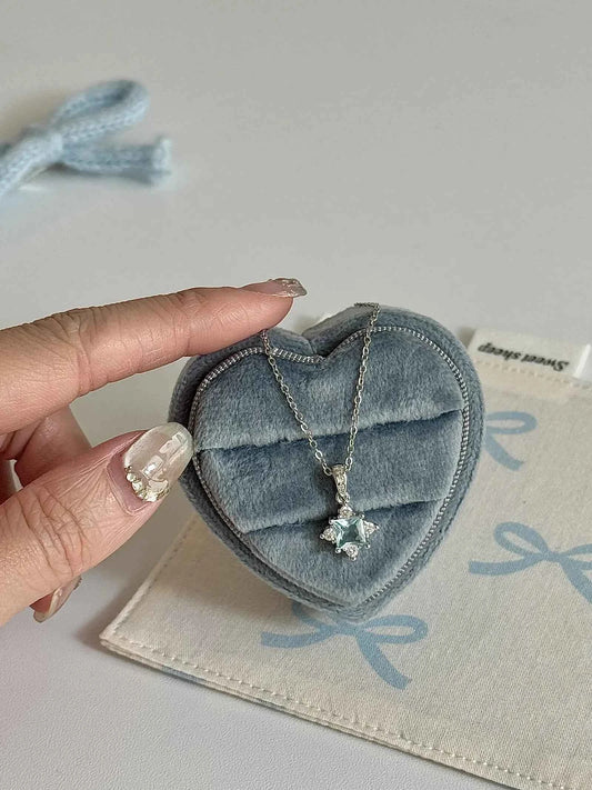 "Blue Starlight Droplet" Star Necklace - Delicate, Elegant, and Cool Chic
