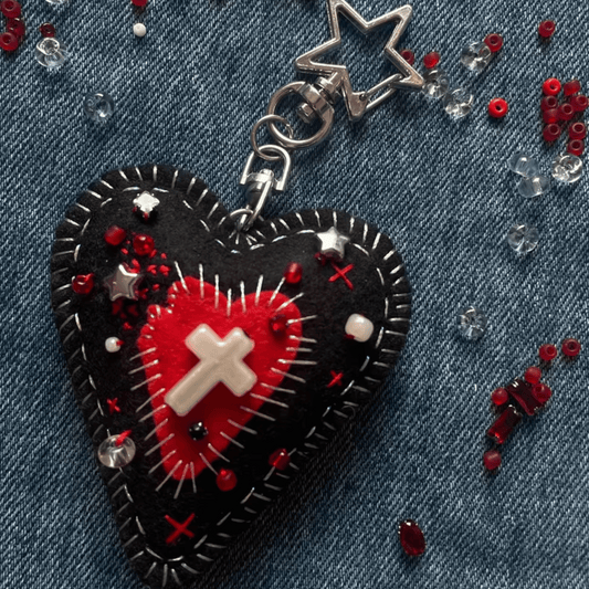 Handmade Broken Heart Felt Bag Charm – Glows in the Dark | Made to Order