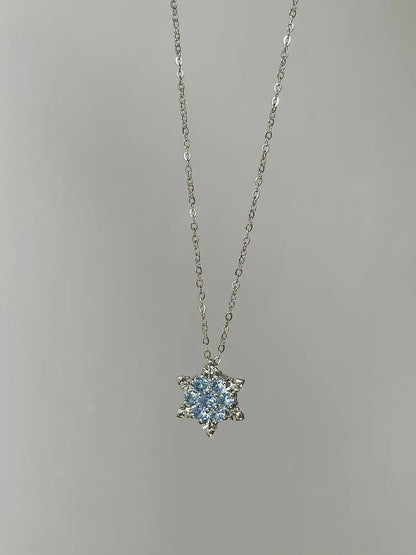 "Winter Love Letter" Snowflake Blue Gemstone Necklace - Sweet, Dreamy, and Unique - SNSEASY