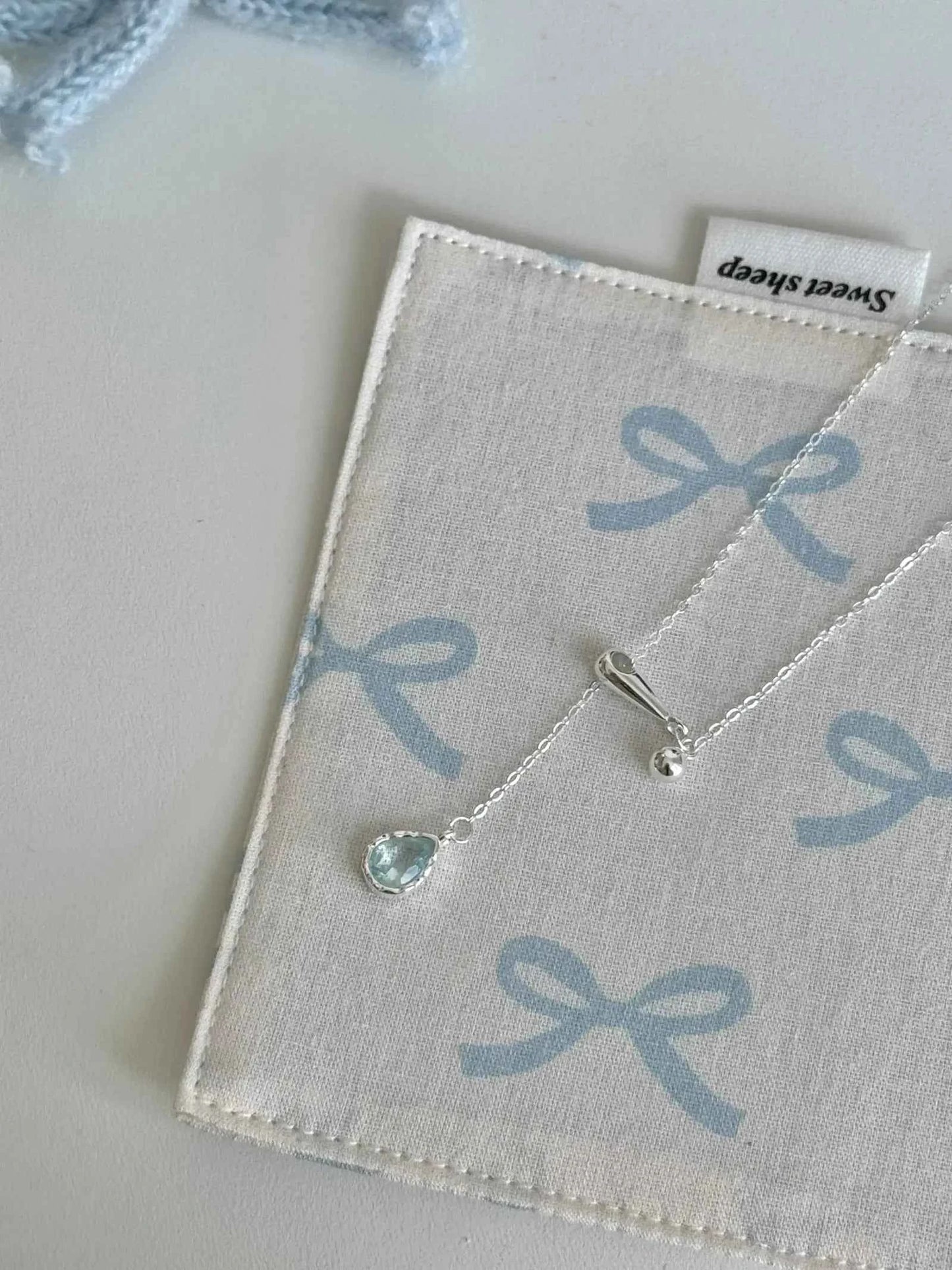 "Walden Lake" 925 Sterling Silver Lake Blue Water Drop Necklace - Delicate, Cool Chic, and Adjustable