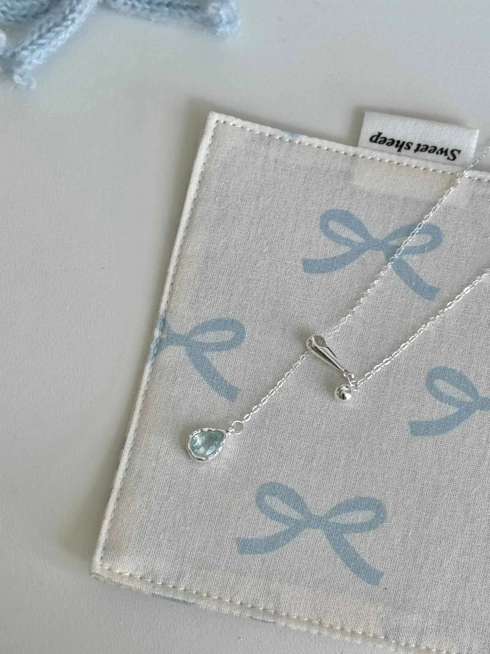 "Walden Lake" 925 Sterling Silver Lake Blue Water Drop Necklace - Delicate, Cool Chic, and Adjustable