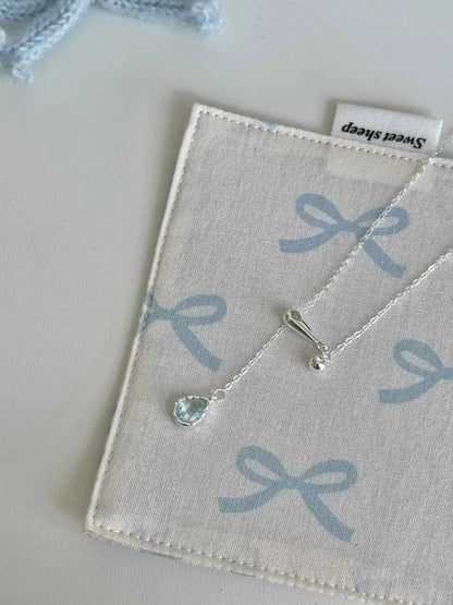 "Walden Lake" 925 Sterling Silver Lake Blue Water Drop Necklace - Delicate, Cool Chic, and Adjustable
