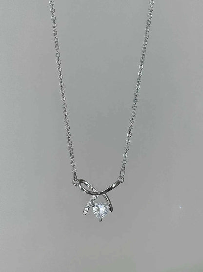"Charming Bow Heart" 925 Sterling Silver Necklace - Sweet, Elegant, and Unique Fairy Style