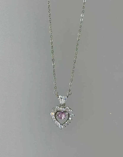"Magic Pink Glow" 925 Sterling Silver Pink Heart Necklace - Delicate, Playful, and Unique