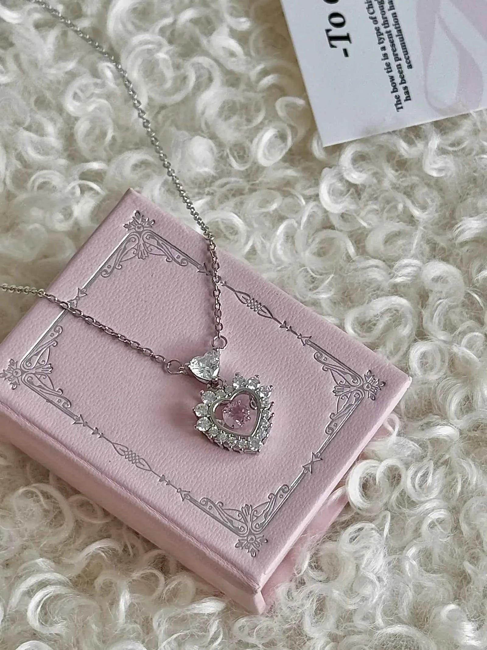 "Magic Pink Glow" 925 Sterling Silver Pink Heart Necklace - Delicate, Playful, and Unique