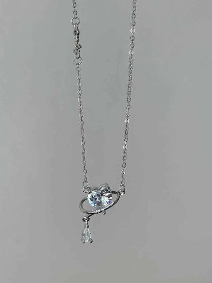 "Beating Heart Trail" 925 Sterling Silver Heart Pendant Necklace - Sweet, Elegant, and Unique