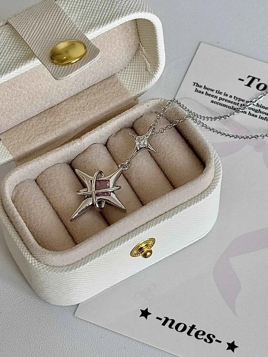 "Venus' Pink Starlight" 925 Sterling Silver Necklace - Sweet, Elegant, and Unique