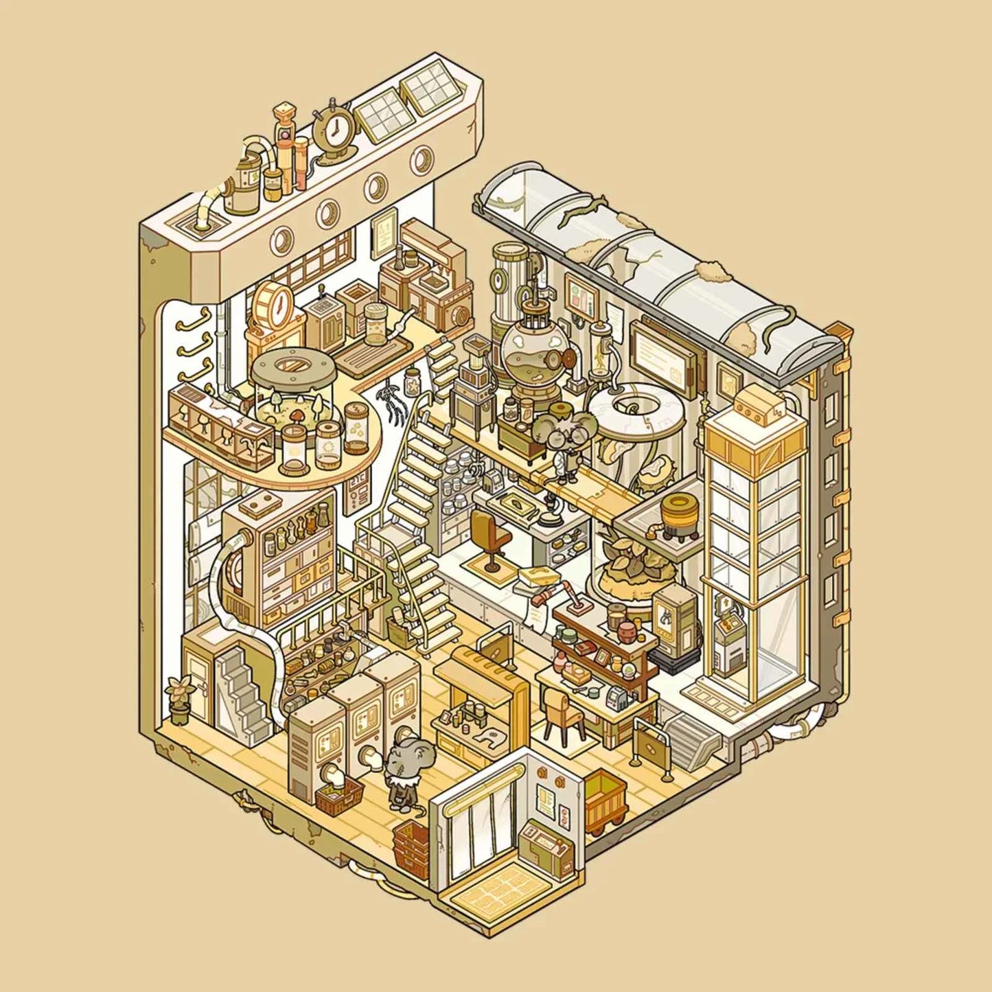 Echoes of Wasteland Series – 3D DIY Miniature Sticker Scenes - 4 Theme Sets: Sunset Pharmacy | Mechanical Ark | Power Station | Sundry Farm