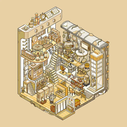 Echoes of Wasteland Series – 3D DIY Miniature Sticker Scenes - 4 Theme Sets: Sunset Pharmacy | Mechanical Ark | Power Station | Sundry Farm