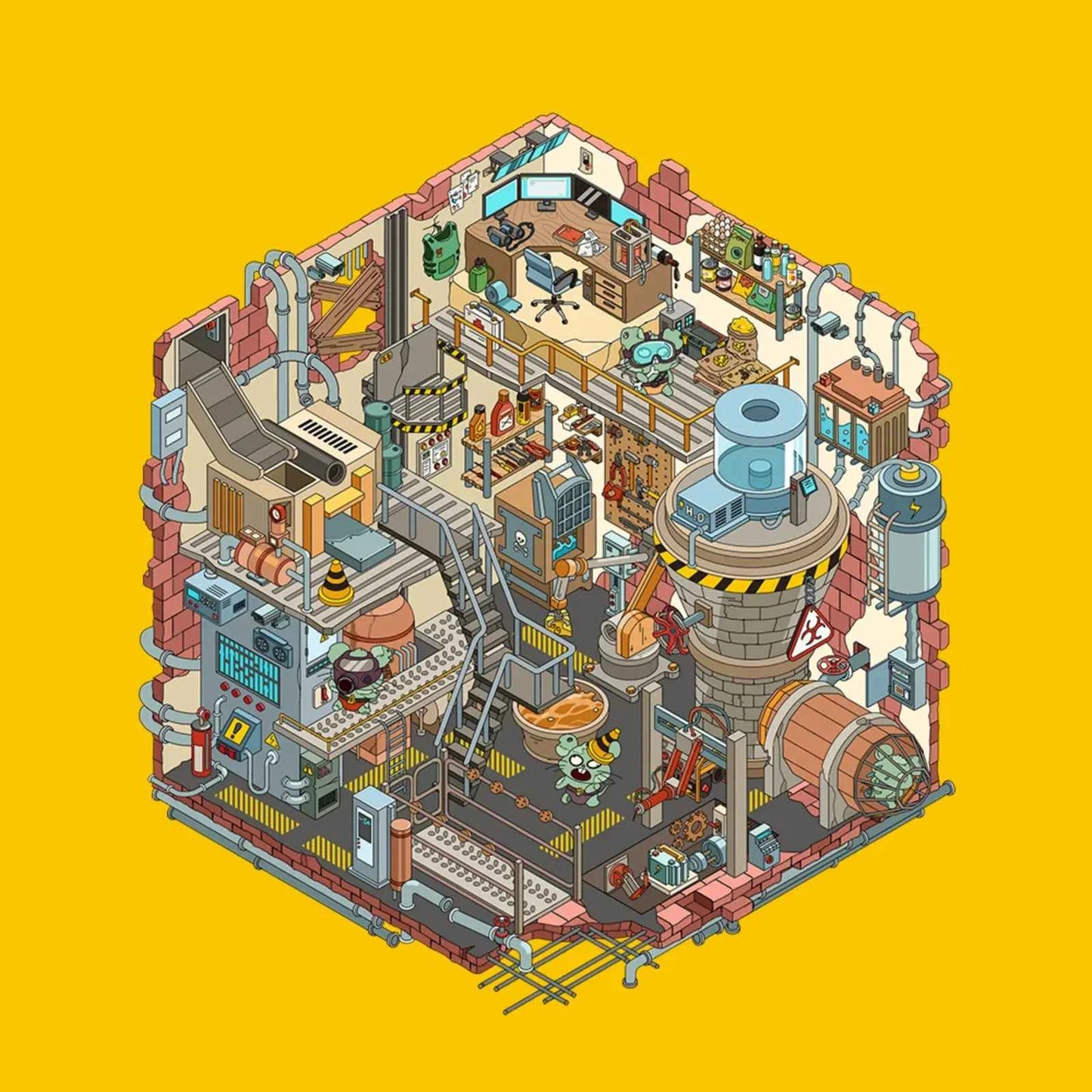 Echoes of Wasteland Series – 3D DIY Miniature Sticker Scenes - 4 Theme Sets: Sunset Pharmacy | Mechanical Ark | Power Station | Sundry Farm