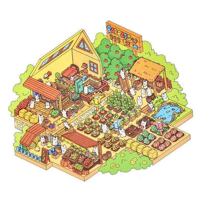 Easter Bunny Series – 3D DIY Miniature Sticker Scenes - 4 Theme Sets: Easter Lawn | Easter Party | Bunny Magic World | Bunny Farm