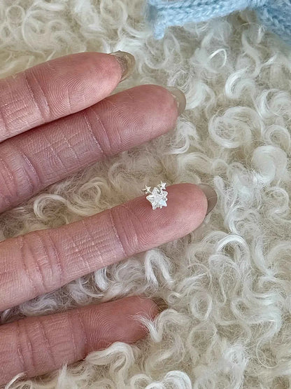 "Charming Starlight" 999 Pure Silver Star Stud Earrings - Japanese Style, Delicate, and Elegant