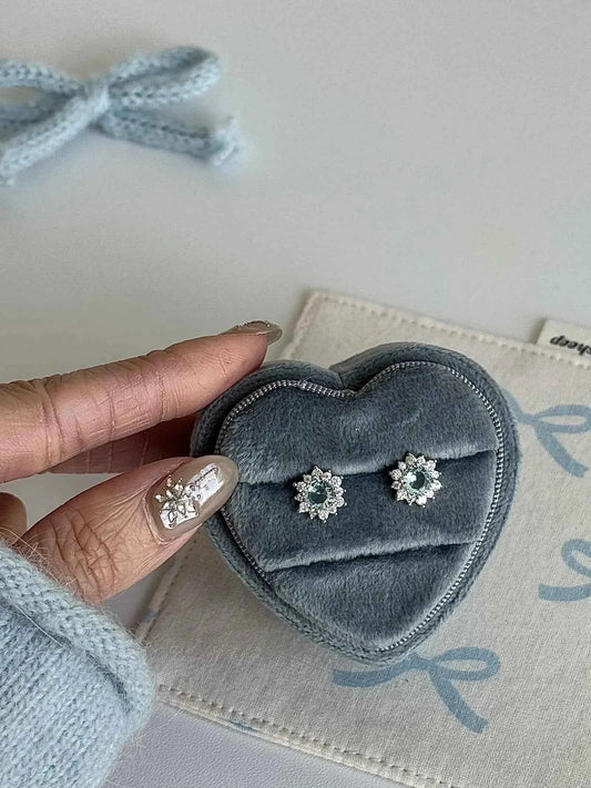 "Sparkling Snowflake" Blue Zircon Titanium Steel Stud Earrings - Delicate, Unique, and Sweet