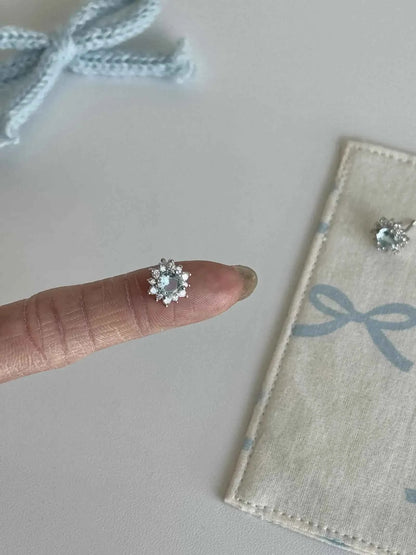 "Sparkling Snowflake" Blue Zircon Titanium Steel Stud Earrings - Delicate, Unique, and Sweet