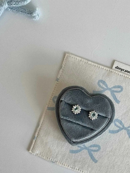 "Sparkling Snowflake" Blue Zircon Titanium Steel Stud Earrings - Delicate, Unique, and Sweet