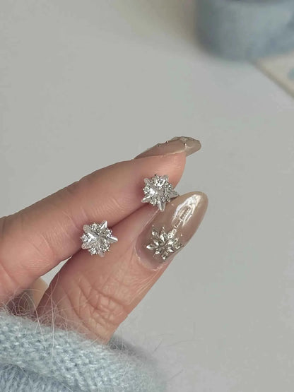"Starry Sky" Sparkling Star Zircon Stud and Helix Earrings - Delicate, Sweet, and Chic