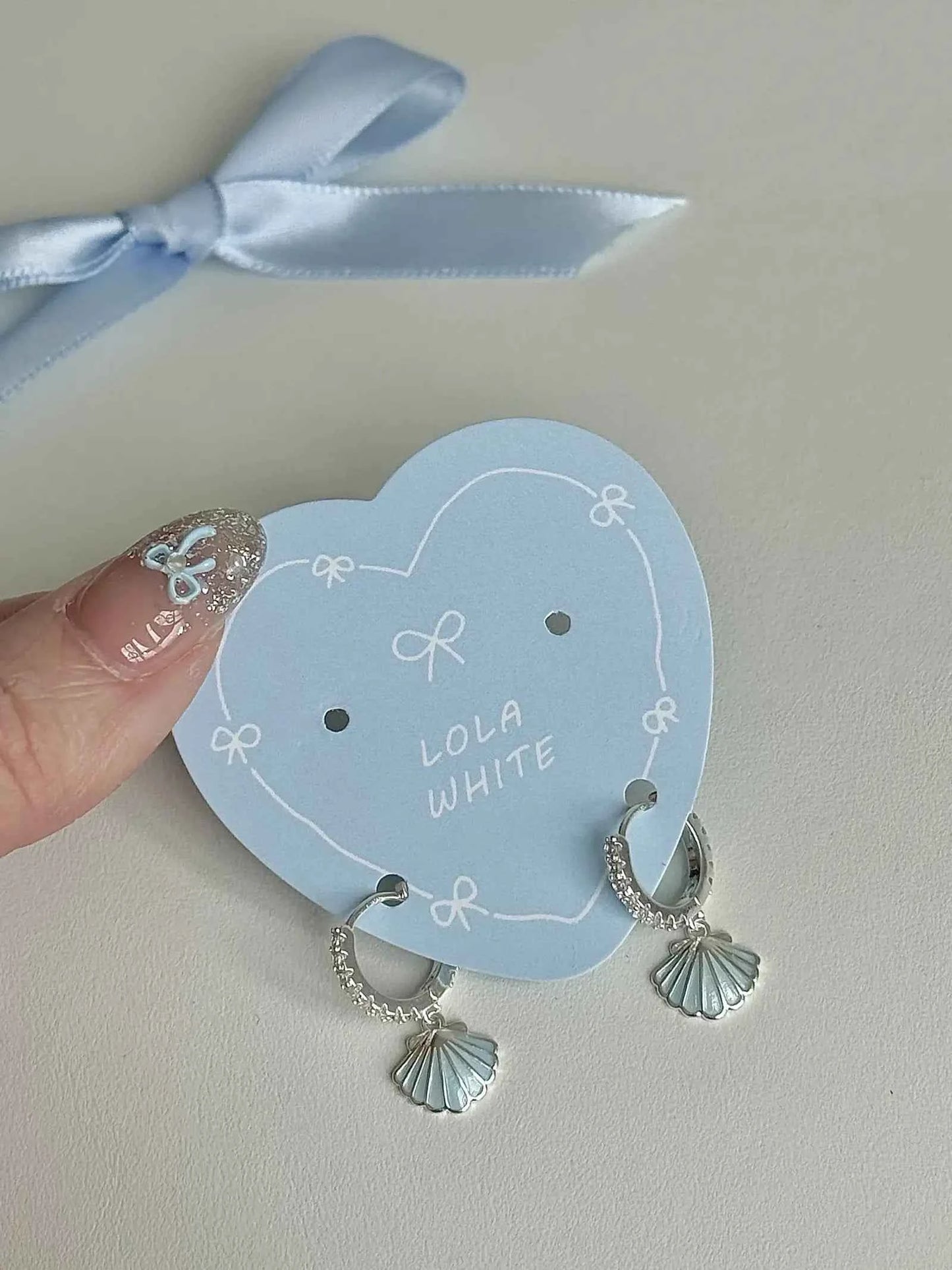 "Island Diary" 925 Sterling Silver Light Blue Shell Earrings - Delicate, Fresh, and Chic