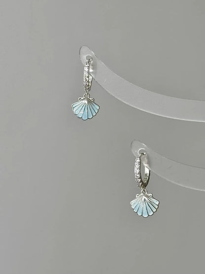 "Island Diary" 925 Sterling Silver Light Blue Shell Earrings - Delicate, Fresh, and Chic - SNSEASY