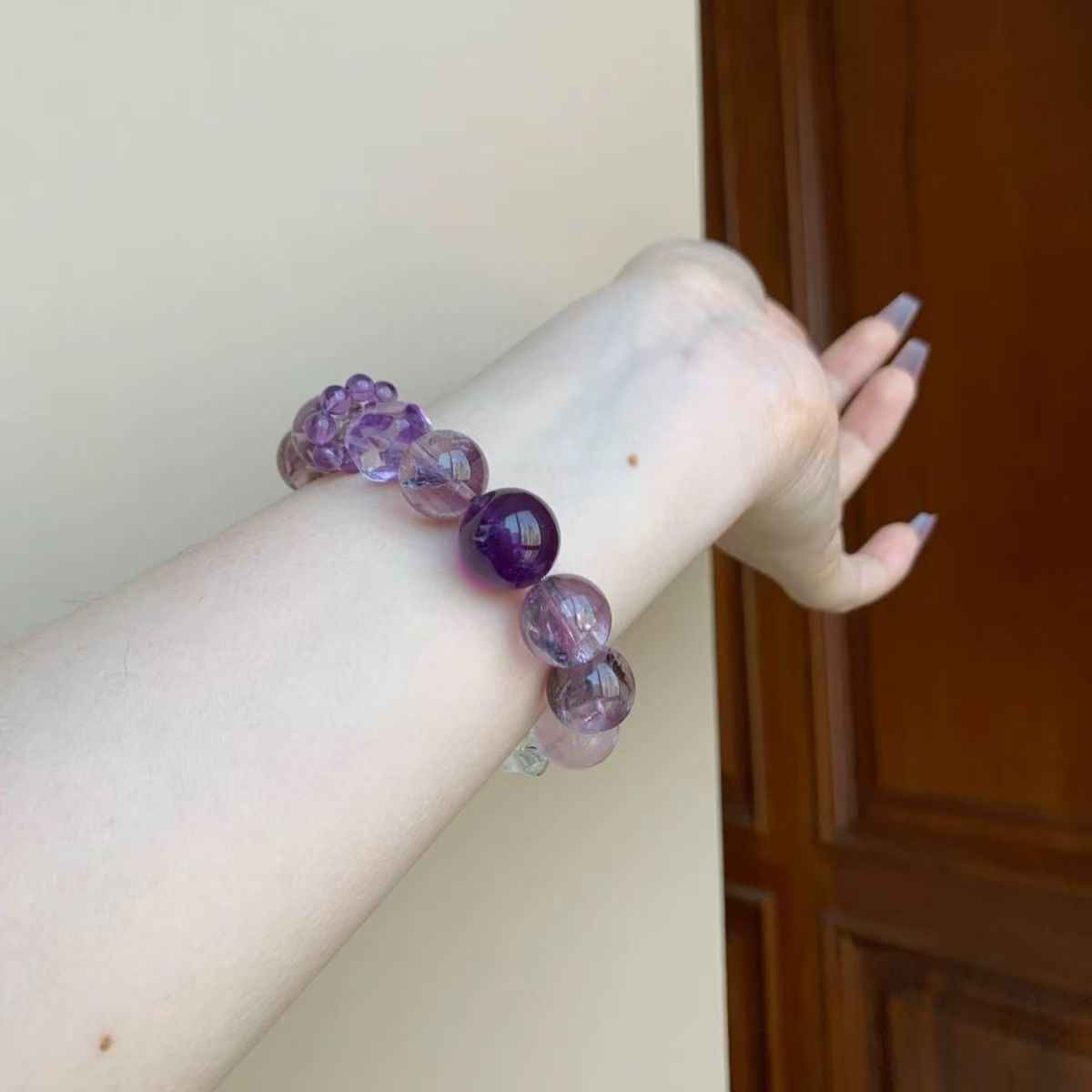 Purple Crystal Harmony Bracelet – 9 Amethyst Varieties with Clear & Rose Quartz for Love, Intuition & Balance