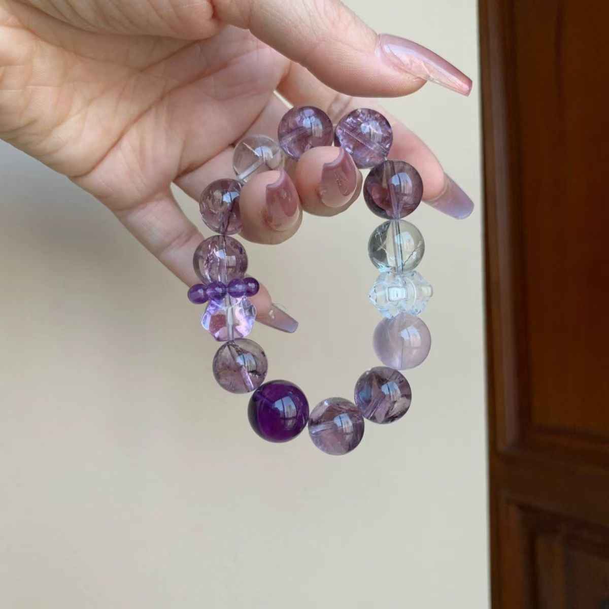 Purple Crystal Harmony Bracelet – 9 Amethyst Varieties with Clear & Rose Quartz for Love, Intuition & Balance