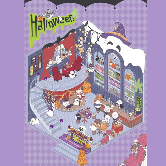Happy Halloween 3D Isometric Room Stickers - 2 Theme Sets: Halloween Outdoor Party | Halloween (One Piece) - SNSEASY