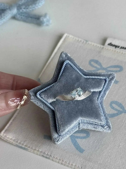 "Mercury Wave" 925 Sterling Silver Ring with Sea Blue Artificial Gems - Delicate, Luxurious, and Cool Chic