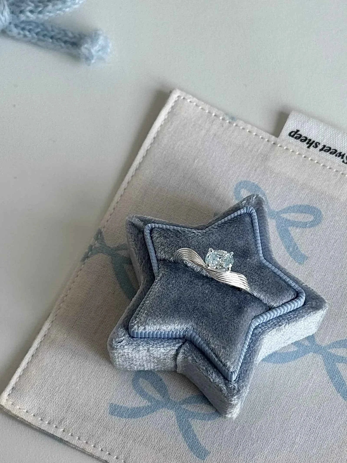 "Mercury Wave" 925 Sterling Silver Ring with Sea Blue Artificial Gems - Delicate, Luxurious, and Cool Chic