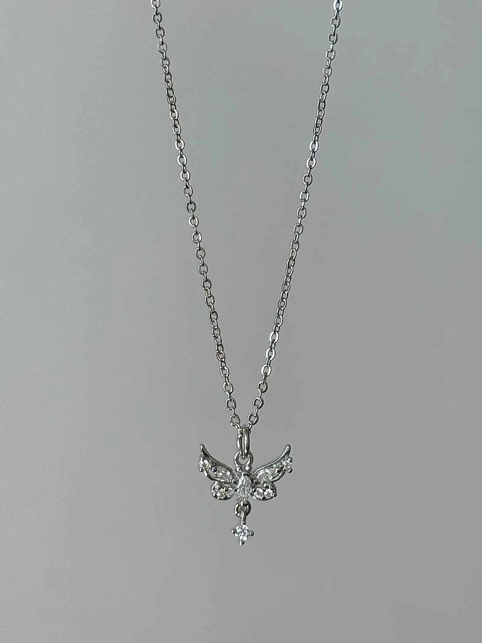 "Angel Wings in Flight" 925 Sterling Silver Butterfly Wing Necklace - Delicate, Luxurious, and Sweet
