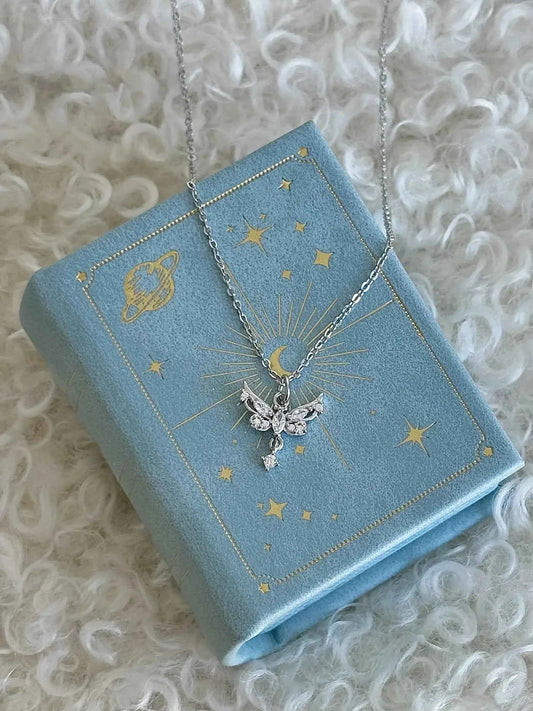 "Angel Wings in Flight" 925 Sterling Silver Butterfly Wing Necklace - Delicate, Luxurious, and Sweet