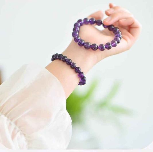 Uruguayan Deep Purple Amethyst Bracelet – 8mm Natural Crystal for Wisdom, Protection & Inner Peace