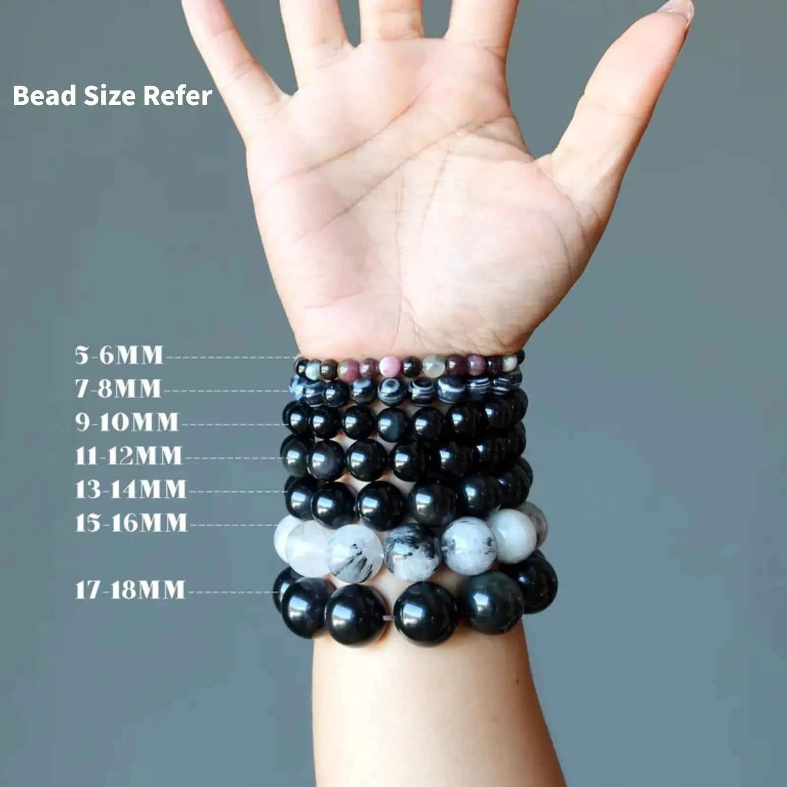 Black Rutilated Quartz Bracelet – Natural 4mm–10mm Crystal for Protection, Focus & Energy Alignment