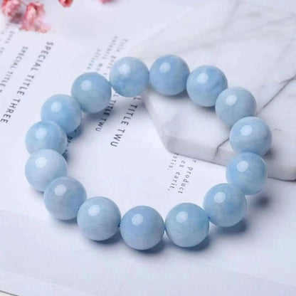 Aquamarine Bead Bracelet – 8mm & 10mm Natural Gemstones for Calm, Clarity & Tranquility