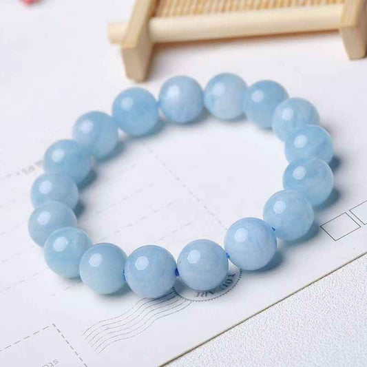 Aquamarine Bead Bracelet – 8mm & 10mm Natural Gemstones for Calm, Clarity & Tranquility