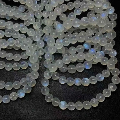 Sri Lankan Blue Moonstone Bracelet – Semi-Translucent Creamy & Translucent Cottony Moonstone with Strong Blue Glow Effect