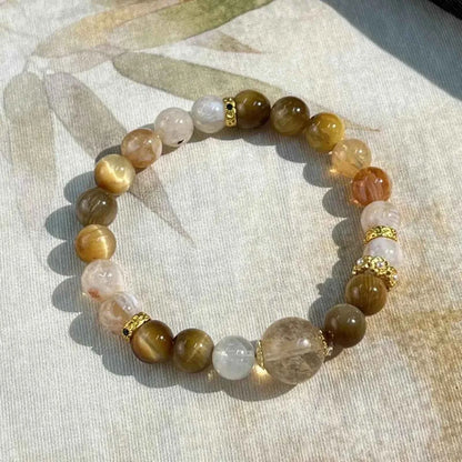 Citrine & Tiger’s Eye Crystal Bracelet – 8mm with 12mm Accent Bead for Wealth, Courage & Grounded Confidence