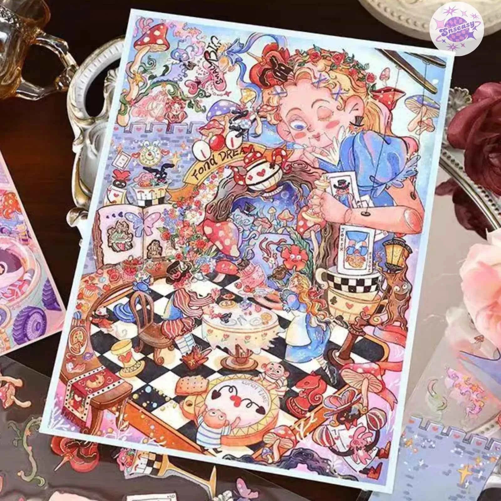 Vintage Cute Series – 3D Miniature Sticker Scenes - 2 Theme Sets: Alice's Dream | Cat Paradise