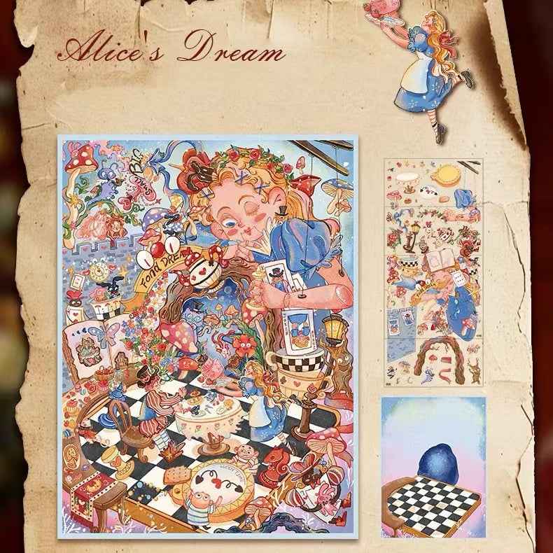 Vintage Cute Series – 3D Miniature Sticker Scenes - 2 Theme Sets: Alice's Dream | Cat Paradise