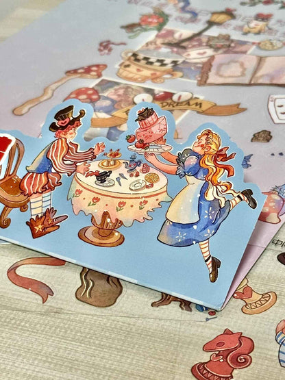 Vintage Cute Series – 3D Miniature Sticker Scenes - 2 Theme Sets: Alice's Dream | Cat Paradise