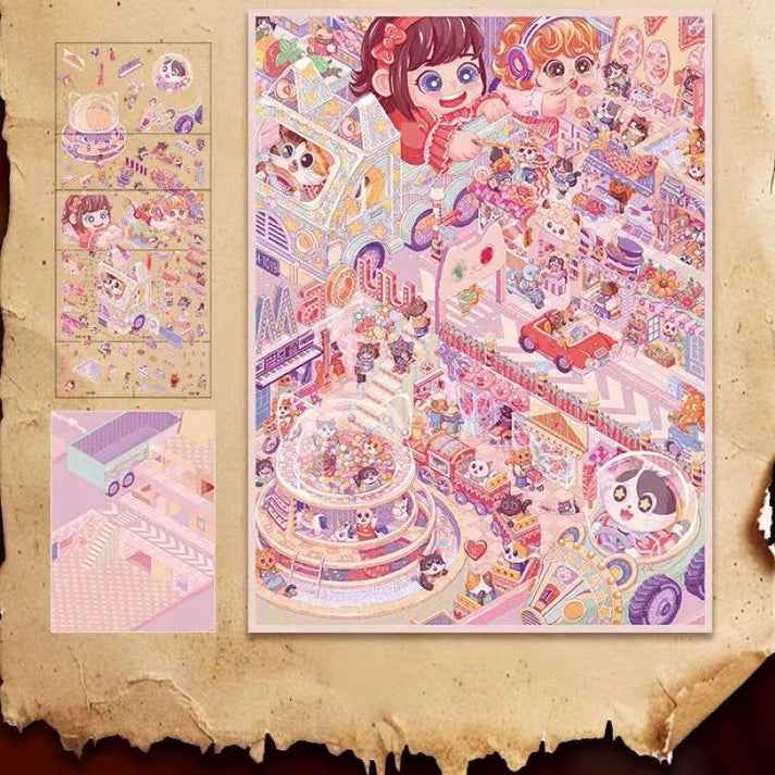 Vintage Cute Series – 3D Miniature Sticker Scenes - 2 Theme Sets: Alice's Dream | Cat Paradise