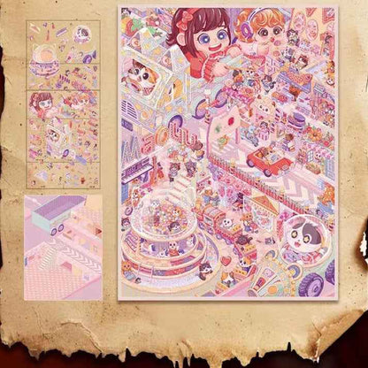 Vintage Cute Series – 3D Miniature Sticker Scenes - 2 Theme Sets: Alice's Dream | Cat Paradise