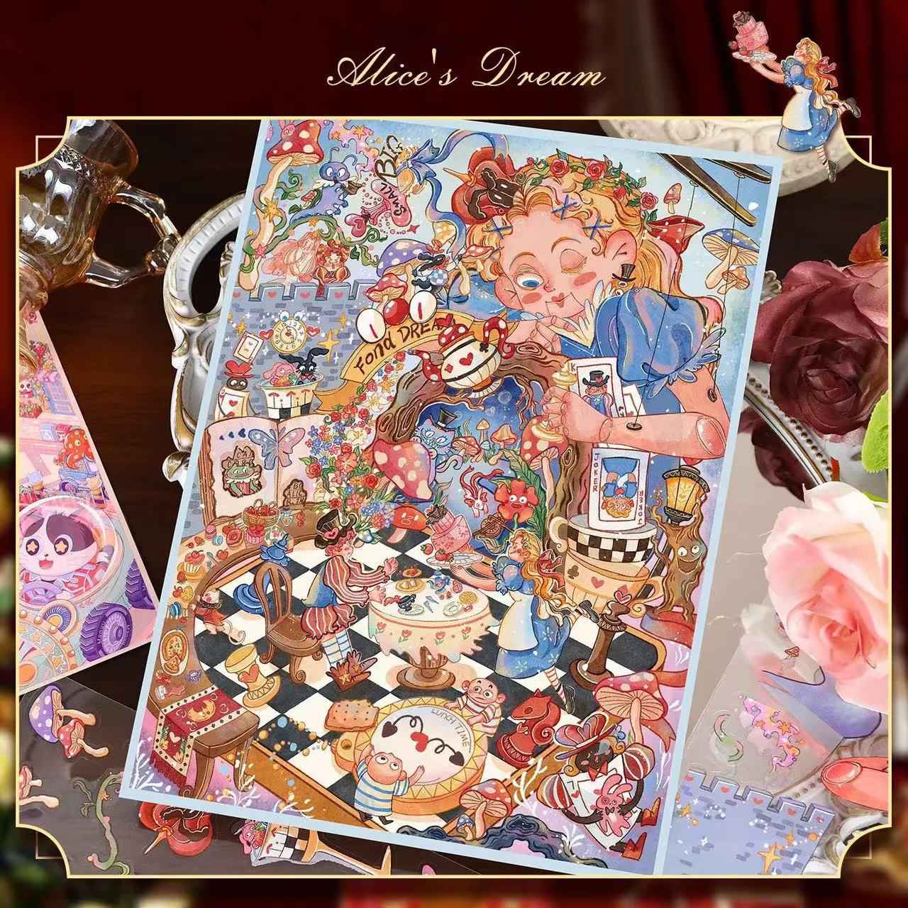 Vintage Cute Series – 3D Miniature Sticker Scenes - 2 Theme Sets: Alice's Dream | Cat Paradise