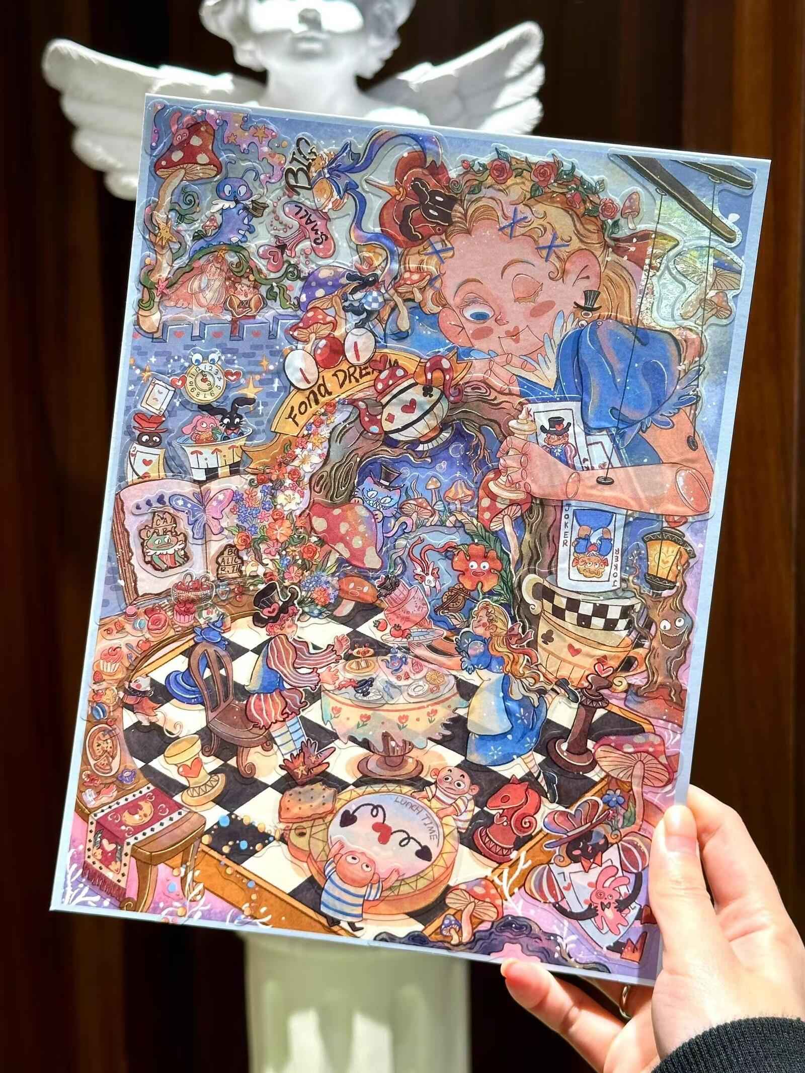 Vintage Cute Series – 3D Miniature Sticker Scenes - 2 Theme Sets: Alice's Dream | Cat Paradise