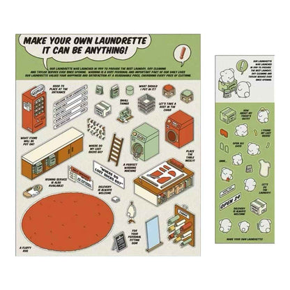 OOJ Simulation Business 3D Isometric Room Stickers - 7 Theme Sets: Fresh Market | Bookstore | Laundry | Baking Shop | Dessert | Burger Shop | Firework Market - SNSEASY