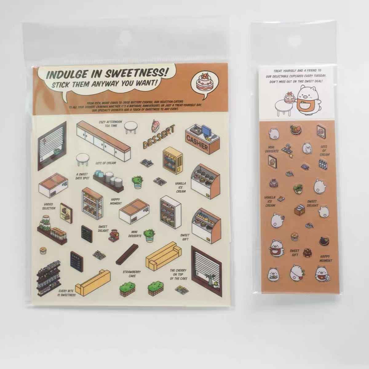 OOJ Simulation Business 3D Isometric Room Stickers - 7 Theme Sets: Fresh Market | Bookstore | Laundry | Baking Shop | Dessert | Burger Shop | Firework Market - SNSEASY