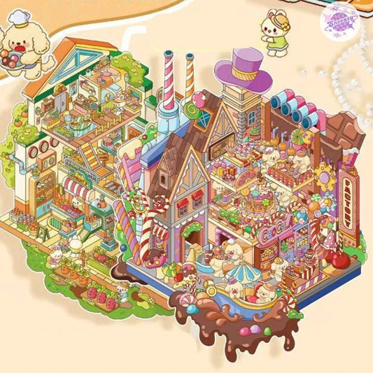 Plus Series – 3D Miniature Sticker Scenes - 2 Theme Sets: Carrot Factory | Chocolate Factory