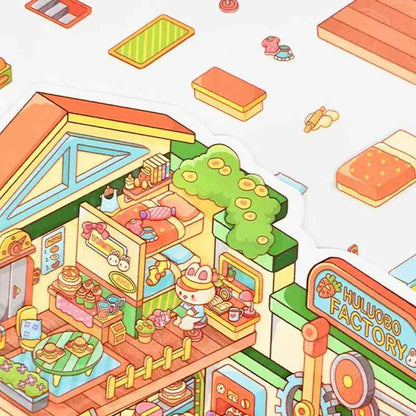 Plus Series – 3D Miniature Sticker Scenes - 2 Theme Sets: Carrot Factory | Chocolate Factory