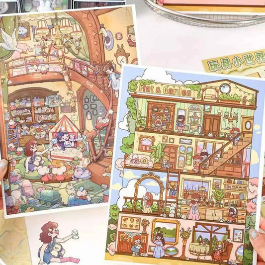 Plus I Love My Home – 3D Miniature Sticker Scenes - 2 Theme Sets: Daydreamer | Toy World