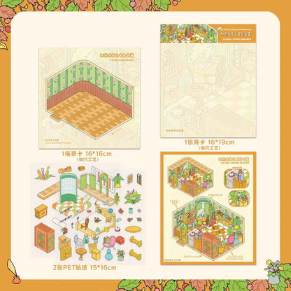 Arietti's Room – 3D Miniature Sticker Scenes - 3 Theme Sets: Arietti's Bedroom | Parents' Bedroom | Living Room