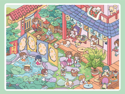 Plus Food Festival – 3D Miniature Sticker Scenes - 2 Theme Sets: Private Hot Spring | Food Festival